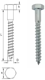 SURUB CAP HEX. LEMN 12x300 - 6651