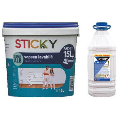 VOPSEA LAVABILA INTERIOR STICKY ALB 15L
