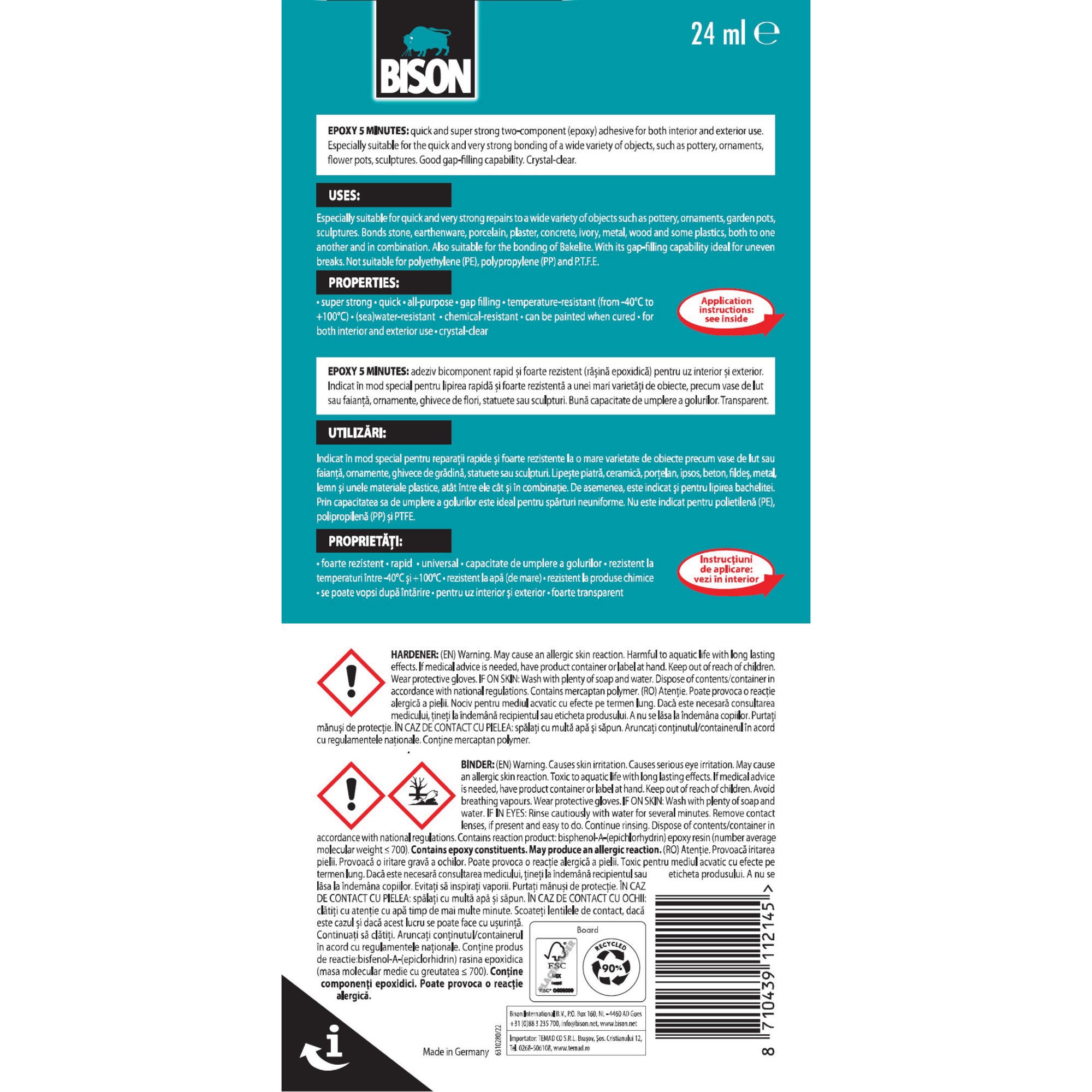 EPOXY RAPID 5MIN. 2x12ml BISON - 2050