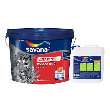 VOPSEA LAVABILA INTERIOR SAVANA ULTRAREZISTENT ALB 15L +AMORSA 4L GRATUITA