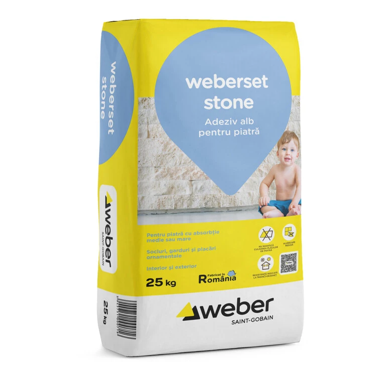 ADEZIV PIATRA ALB WEBER SET STONE 25 kg- (48sac/pal)