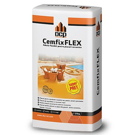 ADEZIV GRESIE/FAIANTA CEMFIX FLEX EXT.25 kg GRI FLEXIBIL (60sac/pal)