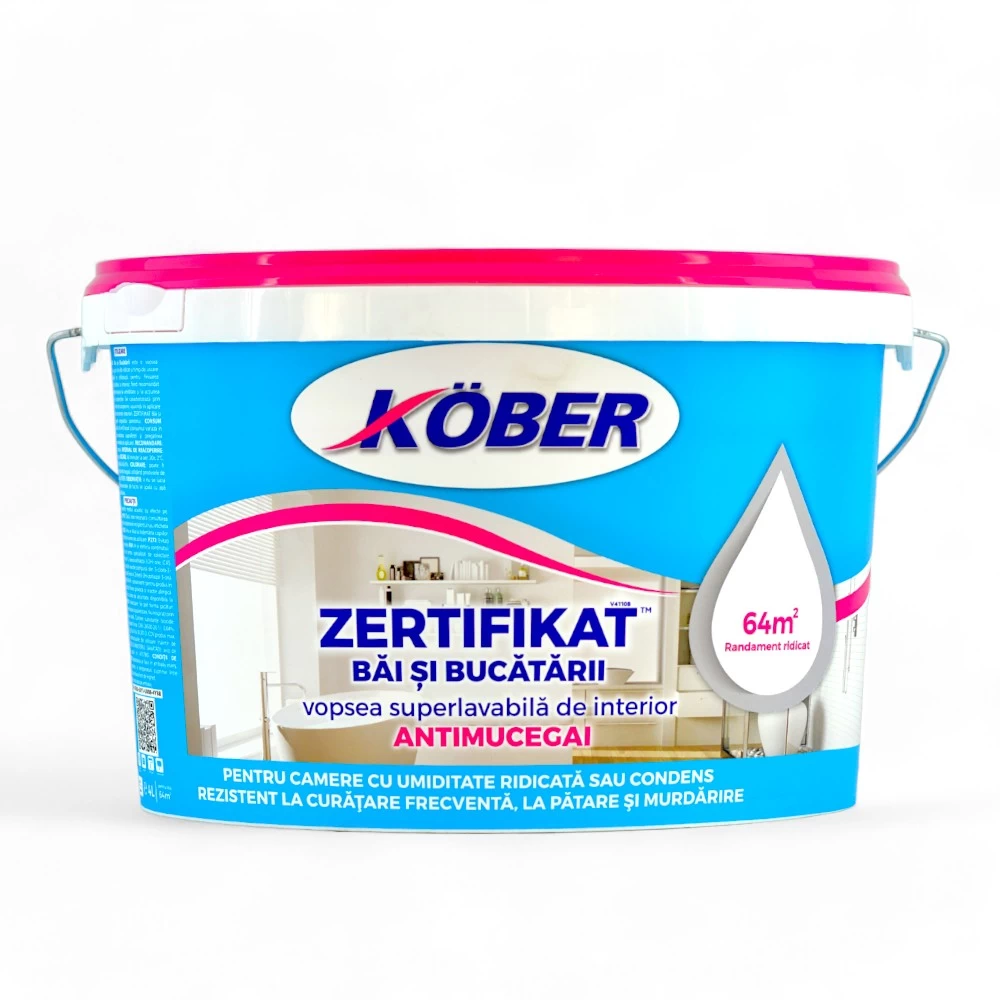 VOPSEA LAVABILA INTERIOR KOBER ZERTIFICAT ANTIMUCEGAI BAIE/BUC ALB 4L